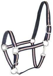 Gatsby 2-Tone Suede Padded Nylon Halter (Color: Navy & Pink w/Navy Padding, size: Horse)