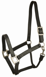 Gatsby Triple Stitched Leather Halter (Color: Black, size: Horse)