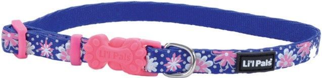 Li'L Pals Reflective Collar - Flowers with Dots (size: 6-8"L x 3/8"W)