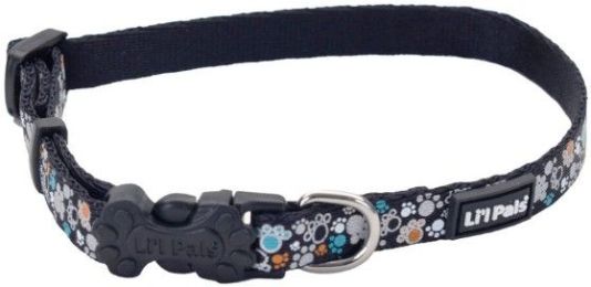 Li'L Pals Reflective Collar - Teal and Orange Paws (size: 6-8"L x 3/8"W)