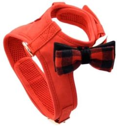 Coastal Pet Accent Microfiber Dog Harness Retro Red with Plaid Bow (size: medium)