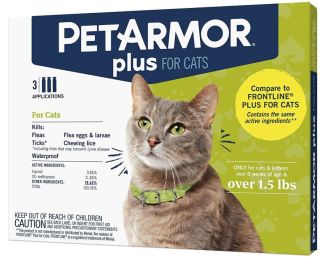 PetArmor Plus Flea and Tick Treatment for Cats (Over 1.5 Pounds) (size: 3 count)